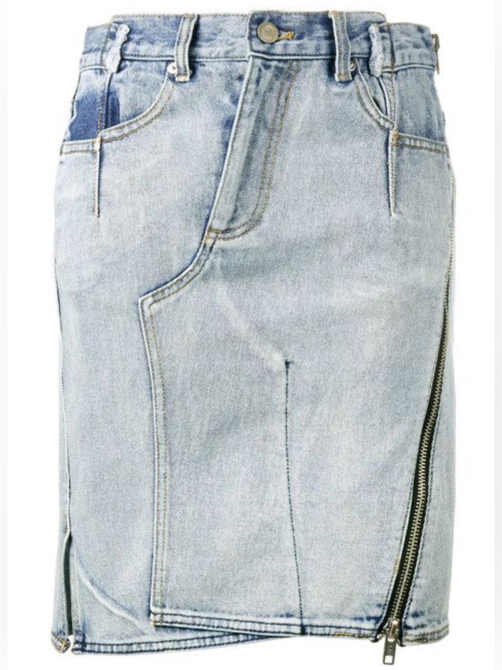 3.1 Phillip Lim Deconstructed Side-Zipper Denim Skirt Light Wash Size 0